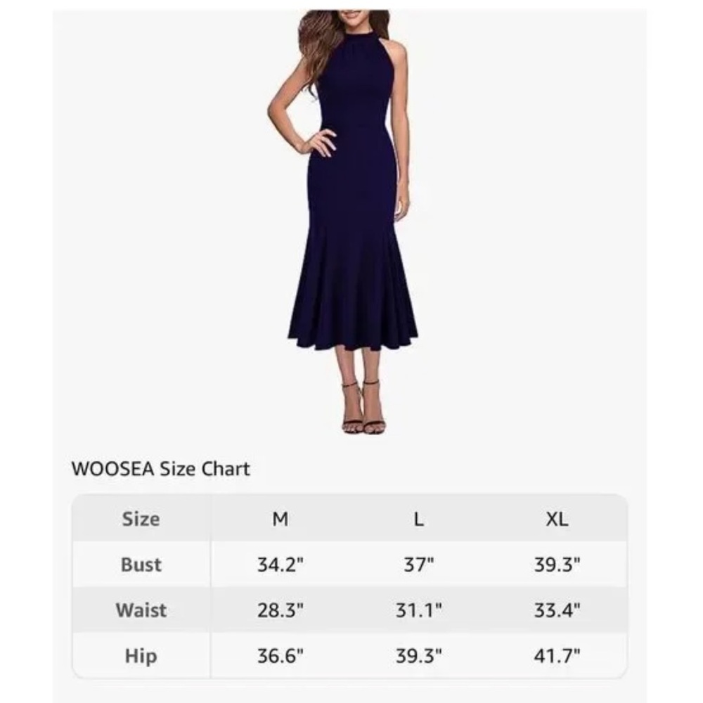 Woosea Sleeveless Halter Neck Mermaid Cocktail Maxi Dress Royal Blue NWT - Picture 10 of 11